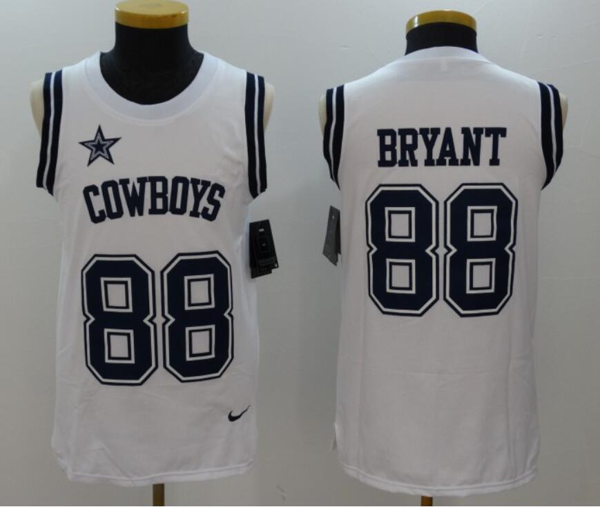 Men's White Dallas Cowboys Customized Limited Rush Tank Top Stitched Jersey